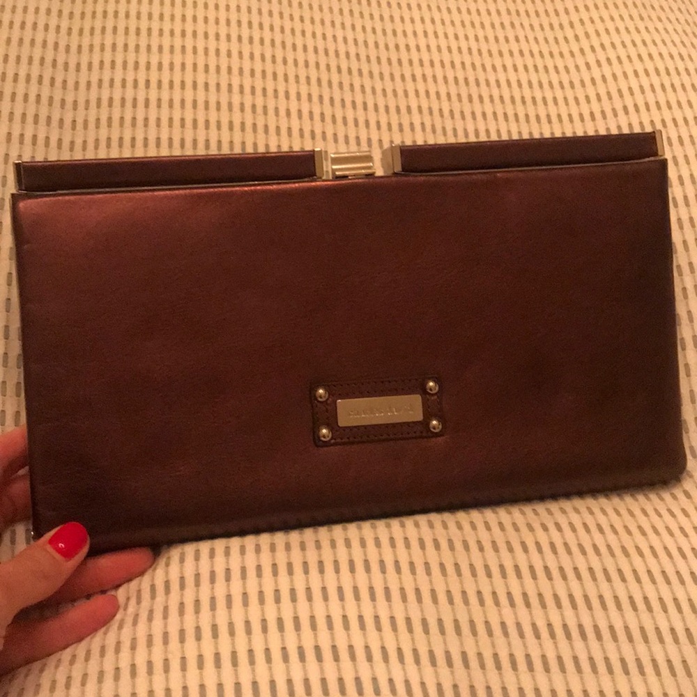 Metallic bronze Charles David clutch